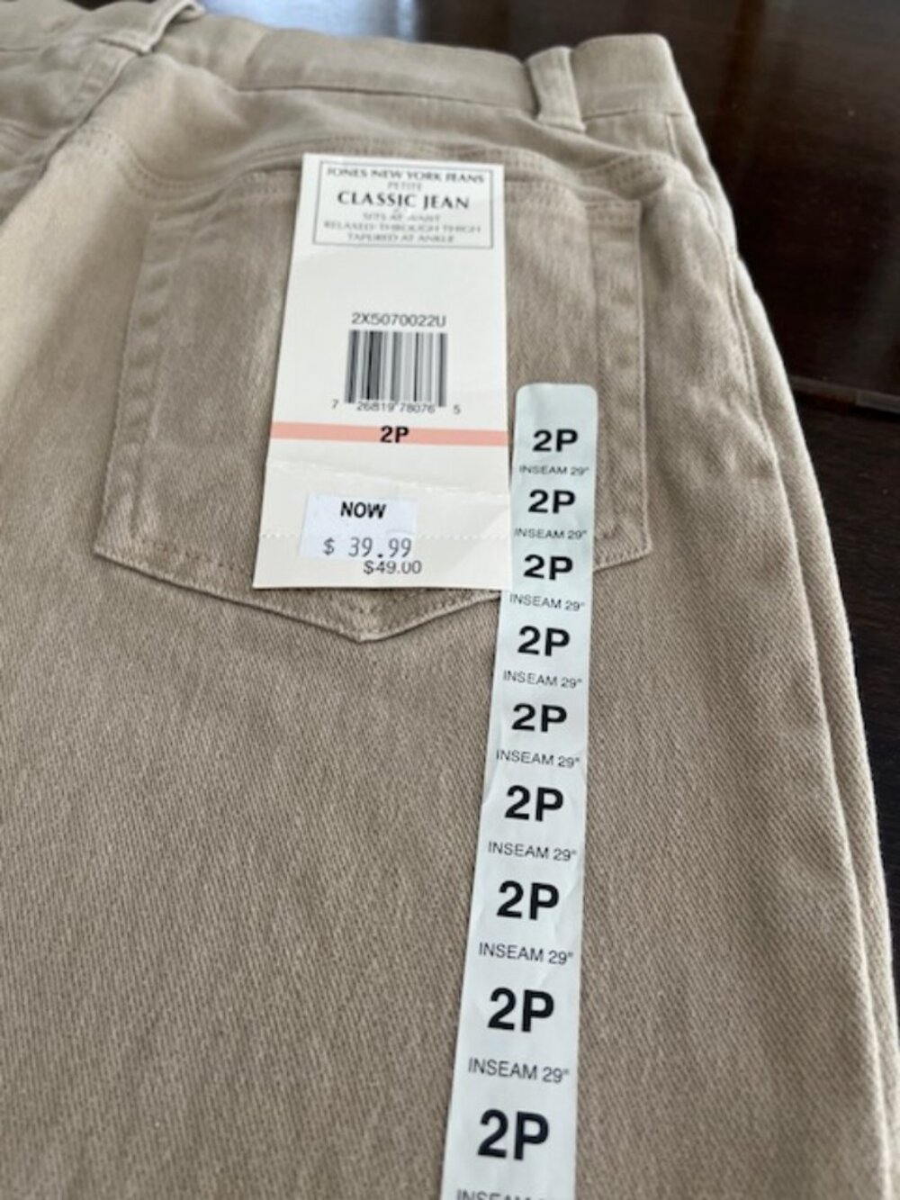 JONES NEW YORK JEANS TAN-2 PETITE CLASSIC Stretch- Women-Ankle Fit -NEVER WORN